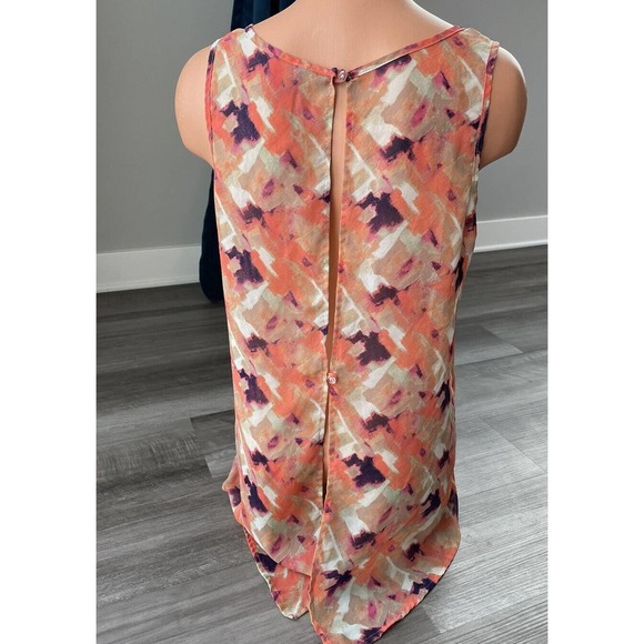 Paper Crane Orange Flyaway Blouse M Top Sleeveless Sheer Open Back A12 - Picture 3 of 5